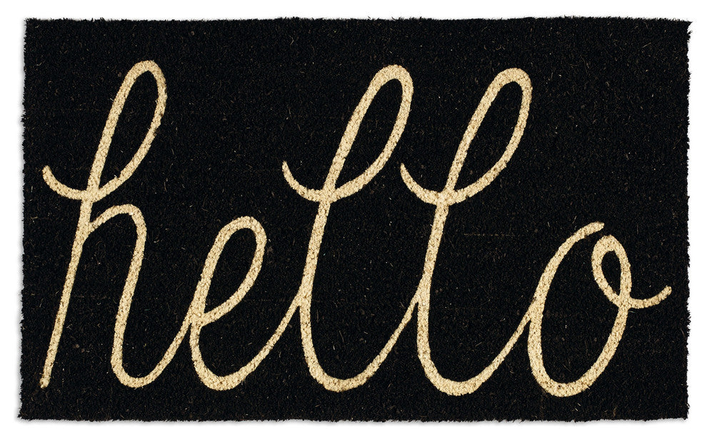 Black Hello Doormat