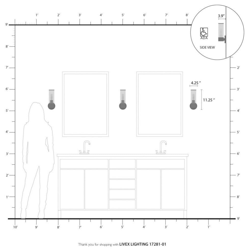 Banca 1 Light Antique Brass ADA Single Sconce
