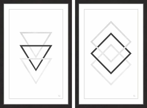 "Three on Three" Framed Painting Diptych, 24"x18"
