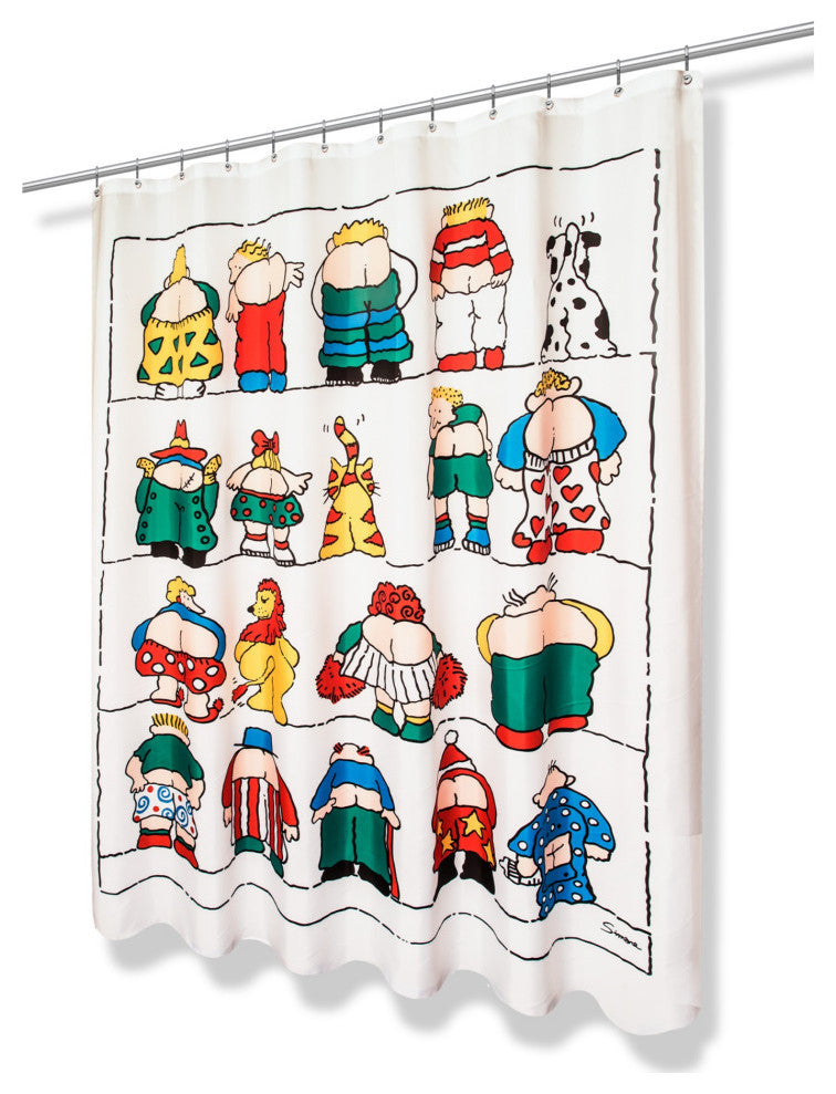 "Bottoms" Up Fabric Shower Curtain - Size 70" x 72"