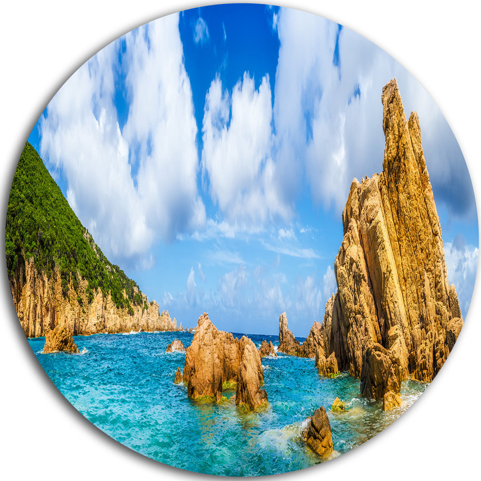 Costa Paradise Panorama, Seashore Photo Round Wall Art, 11"