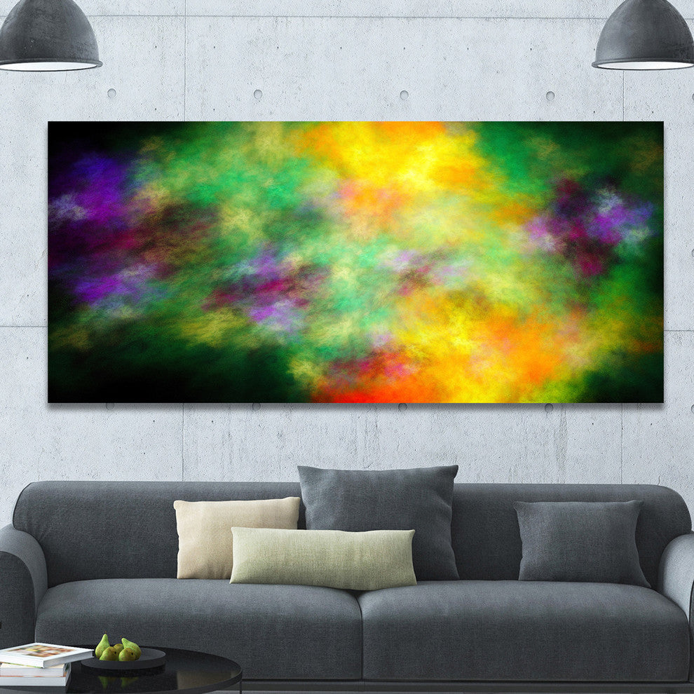 Colorful Sky with Blur Stars, Oversized Abstract Canvas Art Print, 60x28