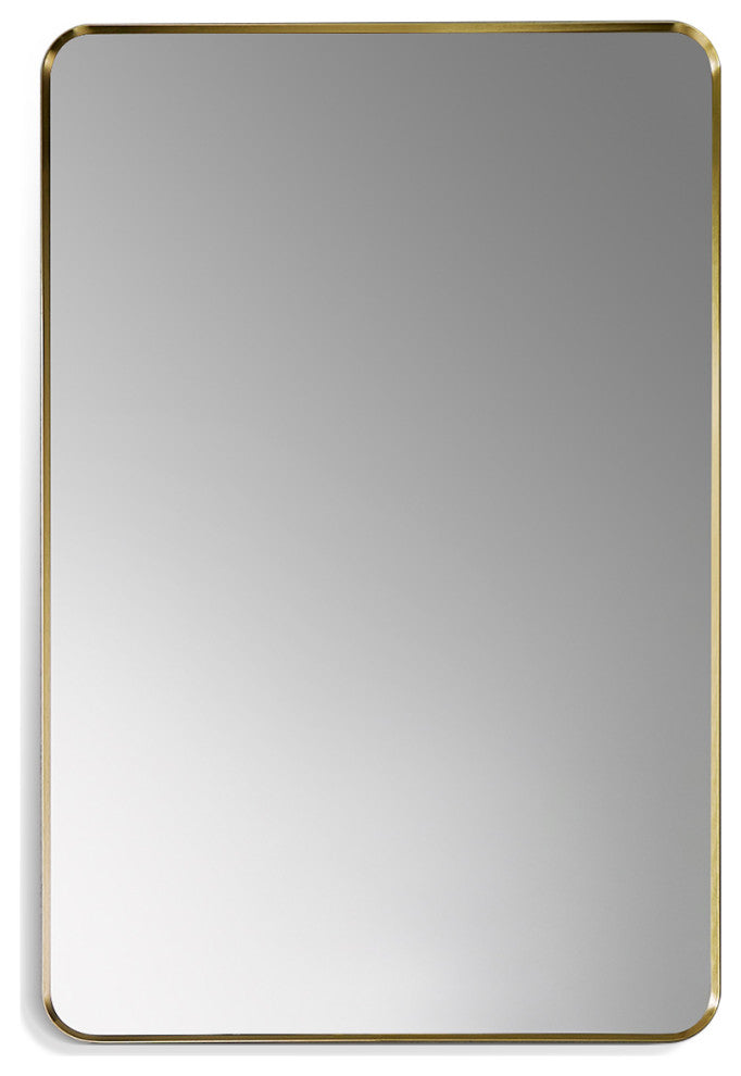 Nettuno Rectangle Bathroom/Vanity Aluminum Framed Wall Mirror, Brushed Gold, 24"