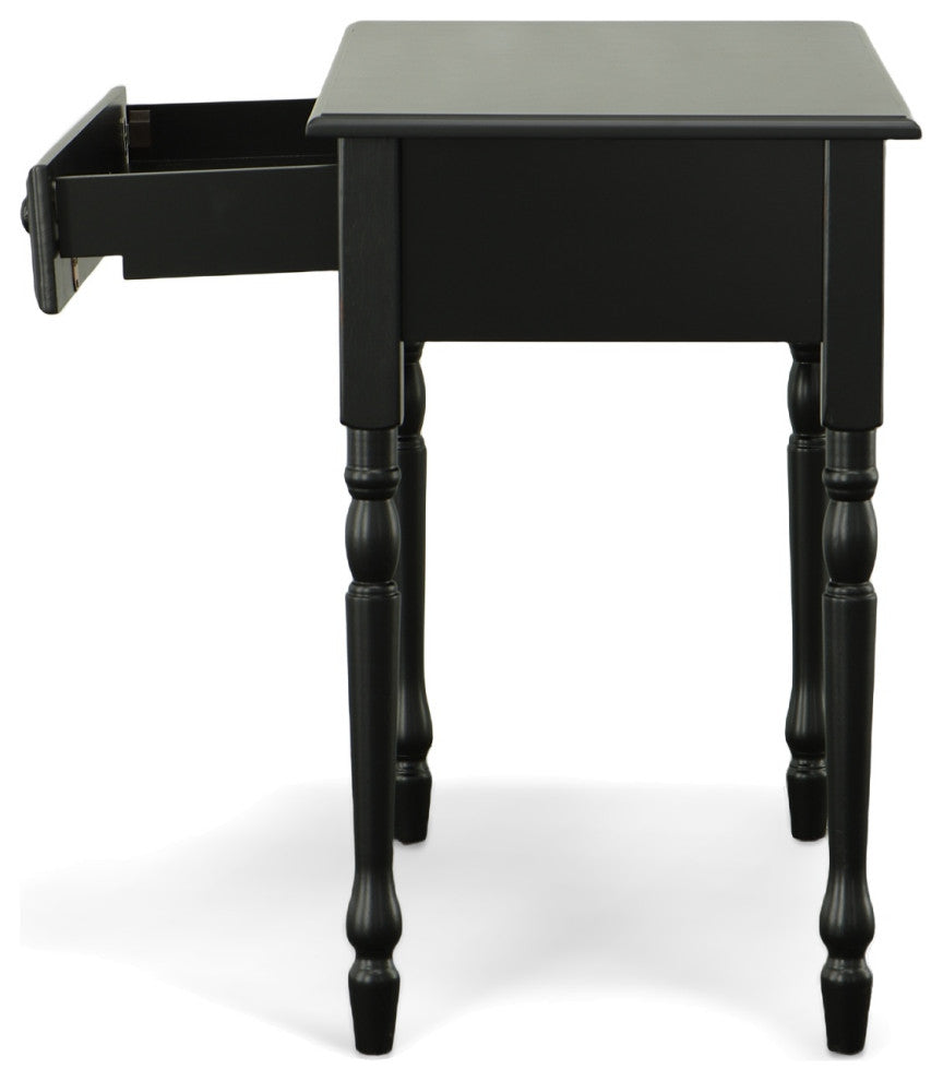 Grace Desk With Elegant Trned Legs And Drawer, Antique Black
