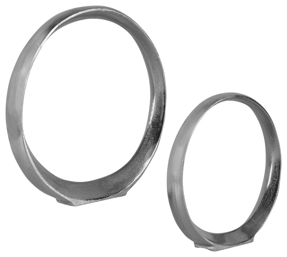 Uttermost Orbits Nickel Ring Sculptures, Set of 2