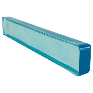 1x6 Flat Bar Hand Poured Glass Tile, Aqua