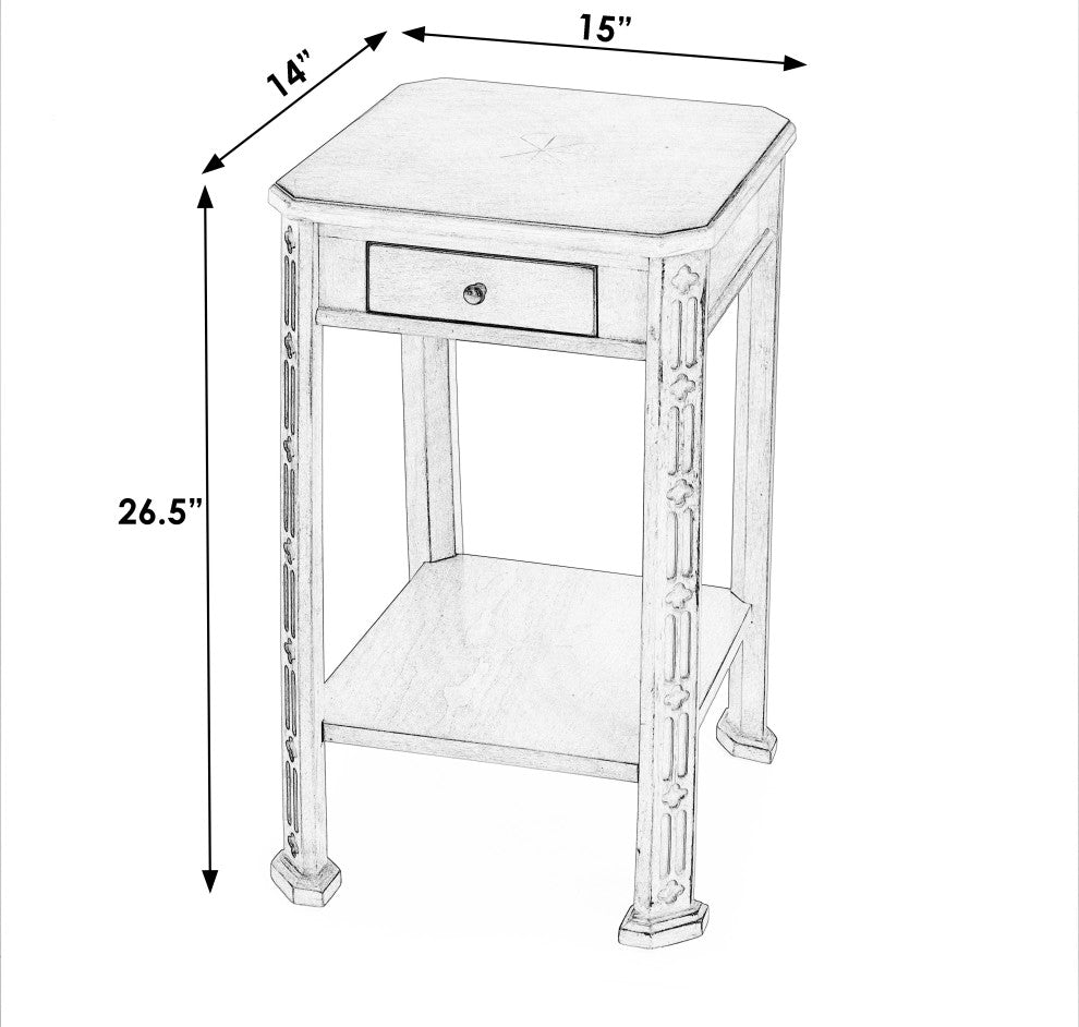 Moyer Wood Side Table With Storage, Antique Beige