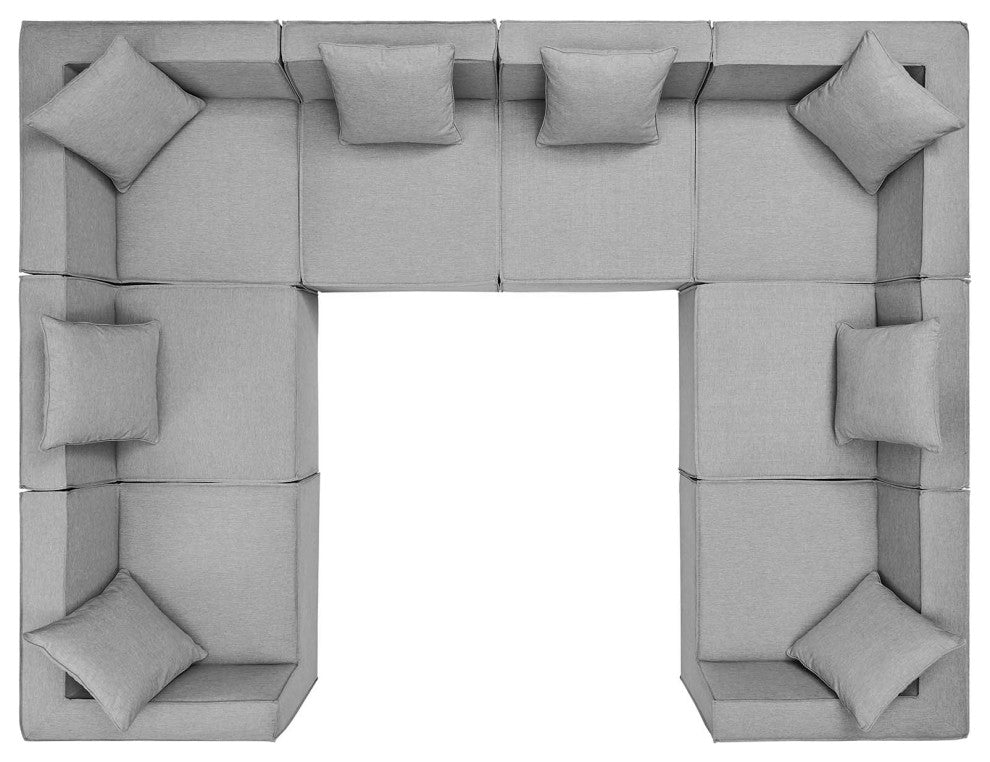 Lounge Sectional Sofa Set, Fabric, Gray, Modern, Outdoor Patio Cafe Bistro