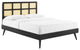 Cane Bed, Woven Rattan Bed, Art Moderne Shoji Platform Bed, Black, Queen