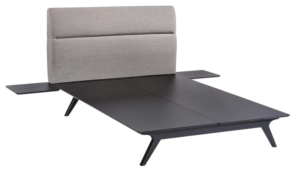 Modway Addison 3 Piece Queen Bedroom Set, Black Gray