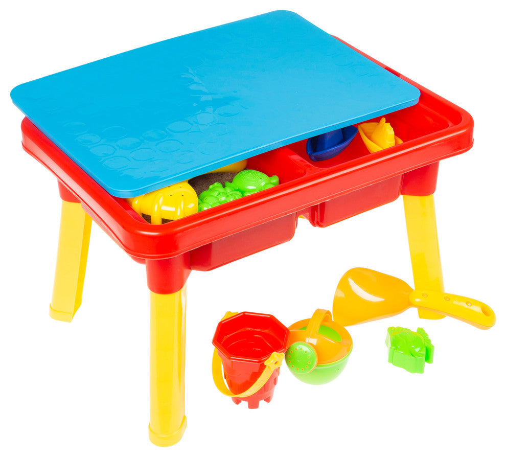 Water or Sand Sensory Table with Lid and Toys by Hey! Play!