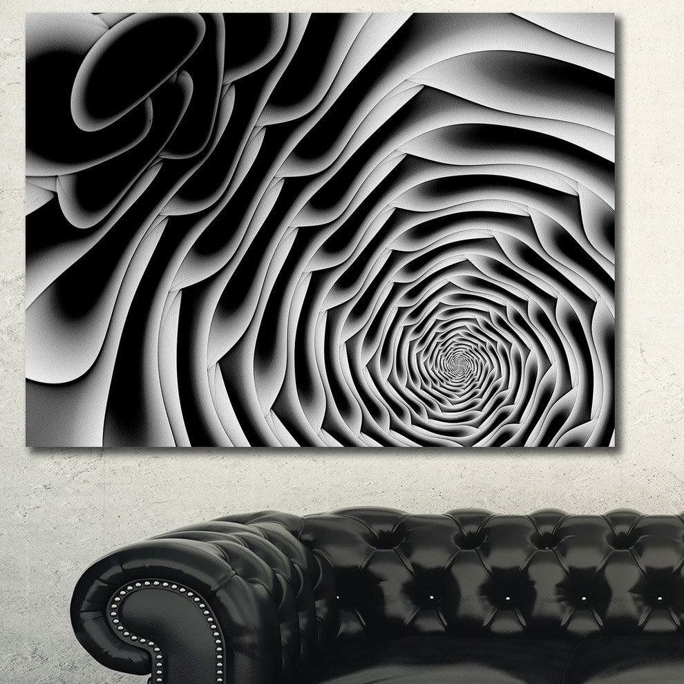 White Flower Shaped Fractal Art, Oversized Abstract Canvas Art Print, 60x40