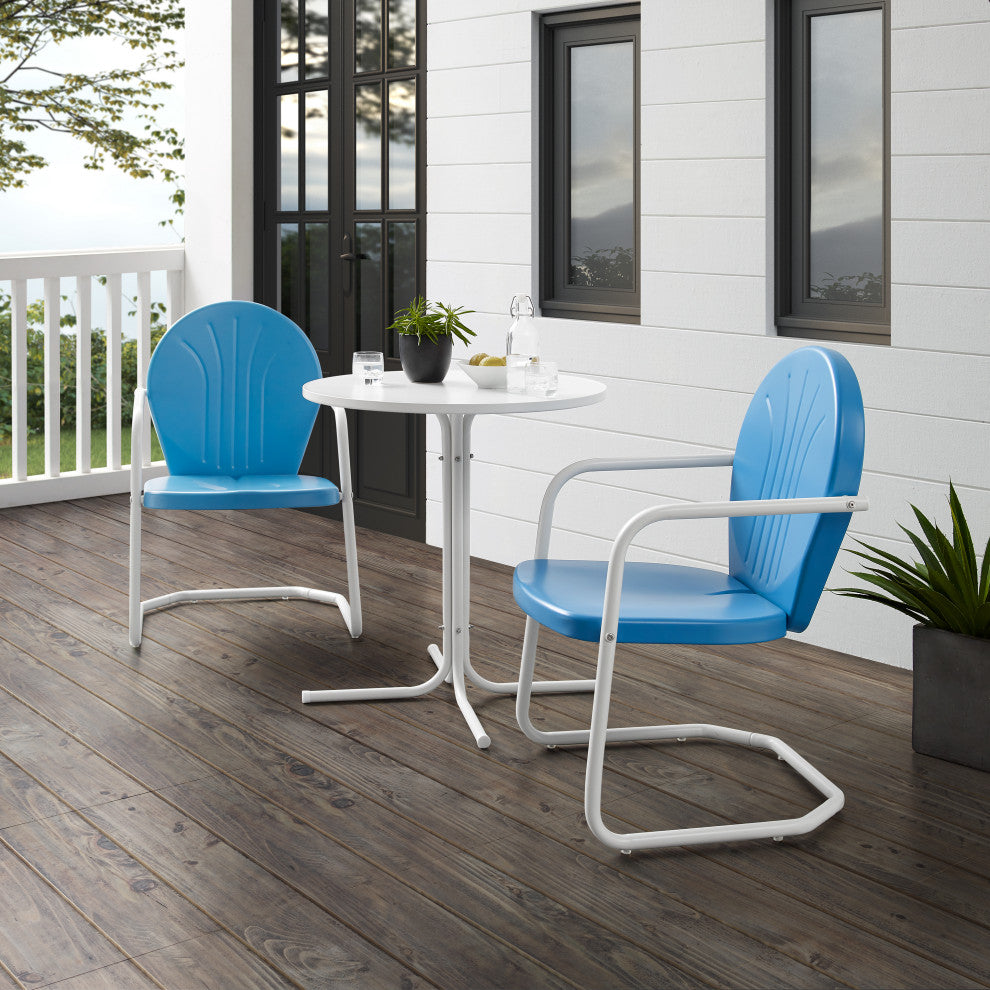 Griffith 3-Piece Outdoor Bistro Set, Sky Blue Gloss