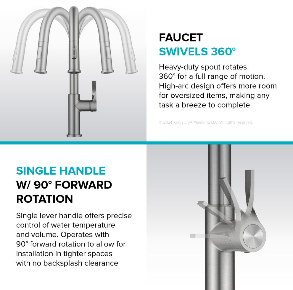 KRAUS Torak 2-Function Single Handle Pull Down Kitchen Faucet MB