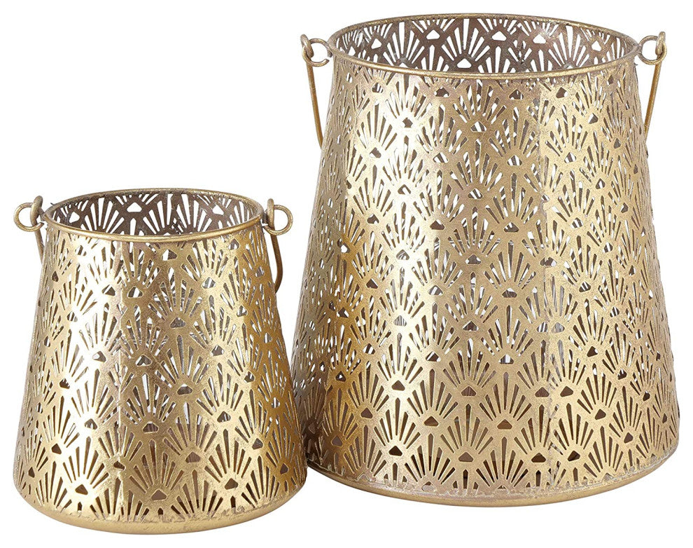 2 Piece Morocco Metal-Lattice Bell Lanterns