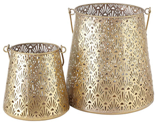 2 Piece Morocco Metal-Lattice Bell Lanterns