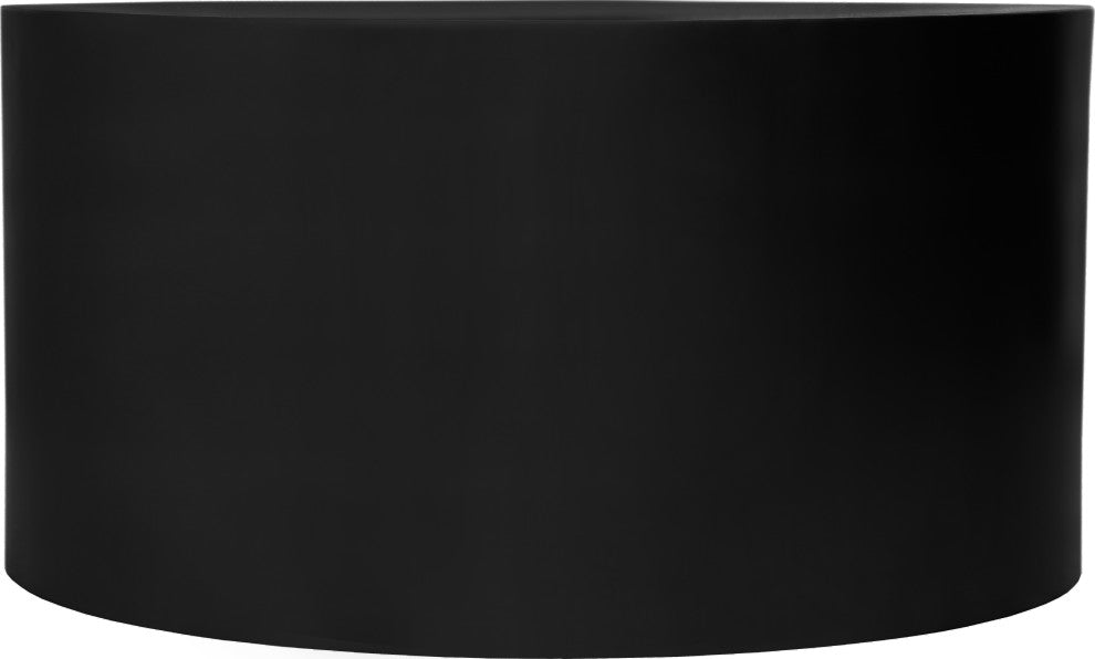 Cylinder Round Durable Metal Coffee Table, Matte Black