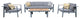 Nofi 4-Piece Outdoor Patio Set, Gray Powder Coated Finish With Gray Cushions