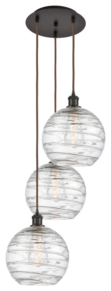 Athens Multi-Pendant, Oil Rubbed Bronze, Clear Deco Swirl