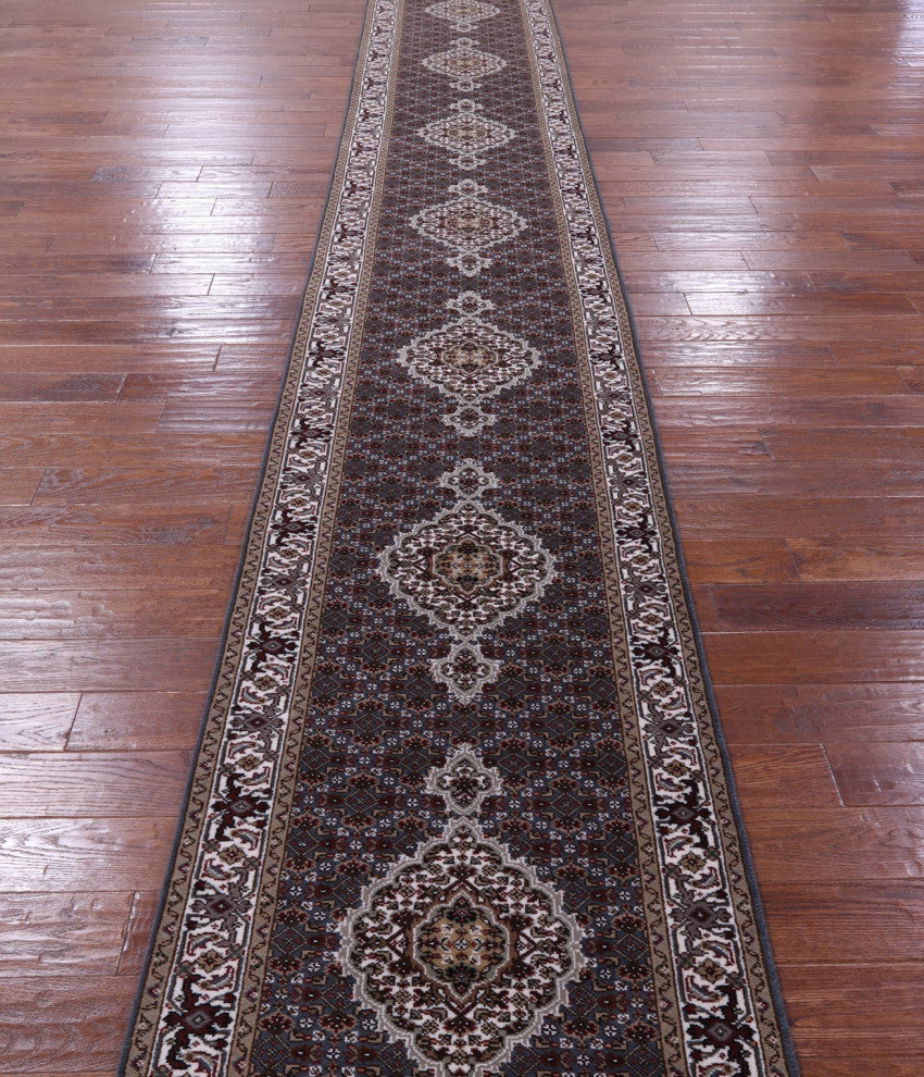 Runner Persian Tabriz Hand Knotted Wool and Silk Rug 2' 6" X 25' 7" Q8941