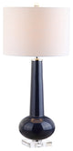 Hope 31" Glass Table Lamp, Navy With Crystal Base, Navy