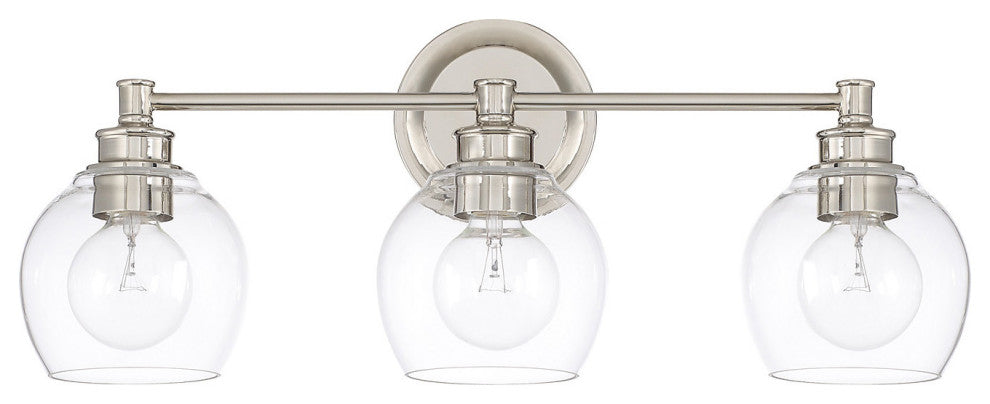 Capital Lighting 121131-426 Mid Century 3 Light 24"W Bathroom - Polished Nickel
