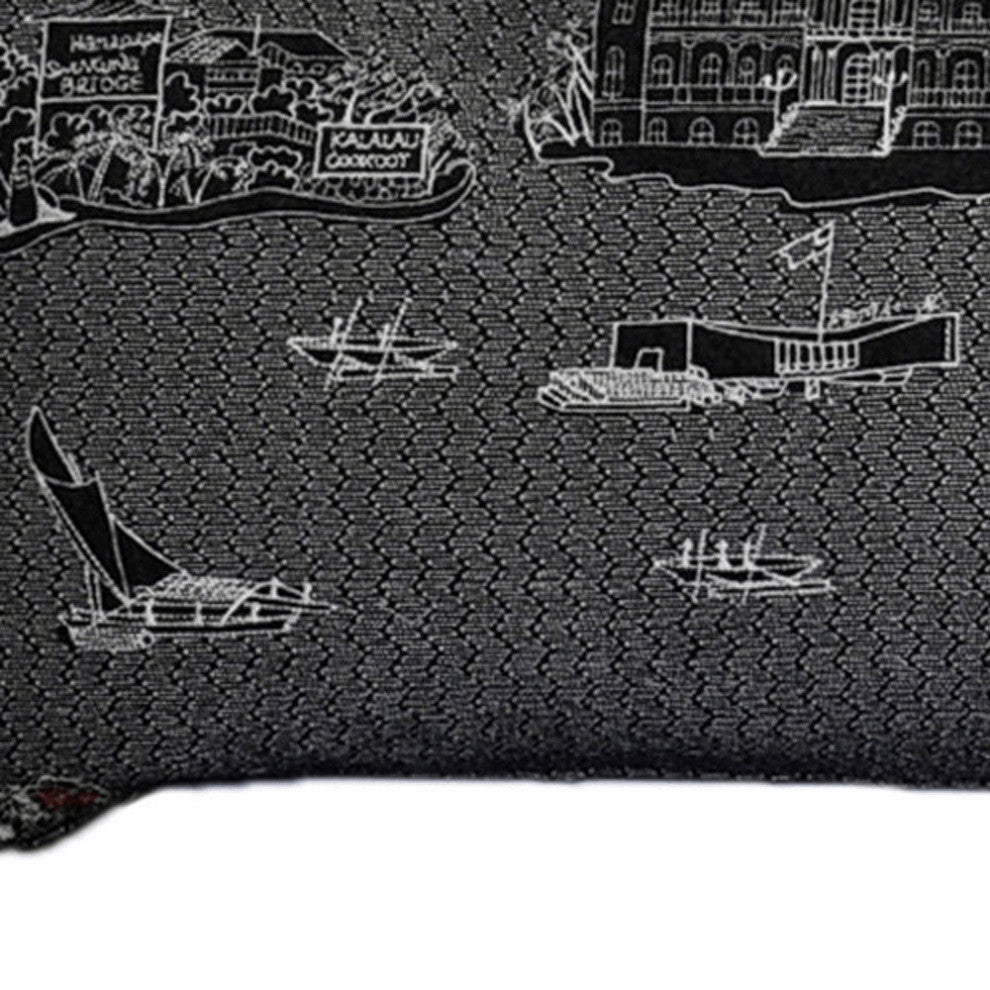 46" Black Hawaii Nighttime Skyline Lumbar Decorative Pillow