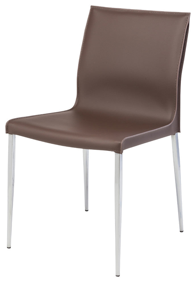 Colter Leather Dinign Chair with Steel Legs, Brown
