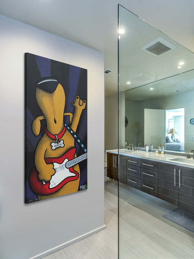 Marmont Hill, "Dogs Rock" by Mike Taylor Painting Print on Wrapped Canvas, 12x24