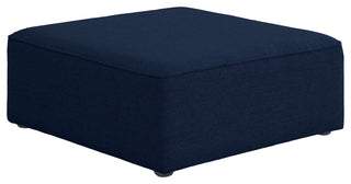 Cube Upholstered Modular Component, Navy, Linen Texured Fabric, Ottoman