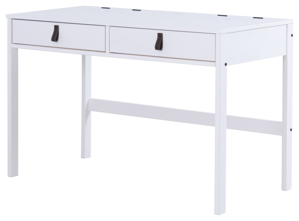 Memomad Bali Home Office Solid Wood Desk with Drawers (Off-White)