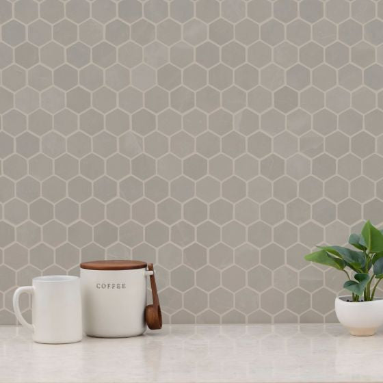 Sande Grey 2X2 Hexagon Matte Porcelain Mosaic, 4x4 or 6x6 Sample