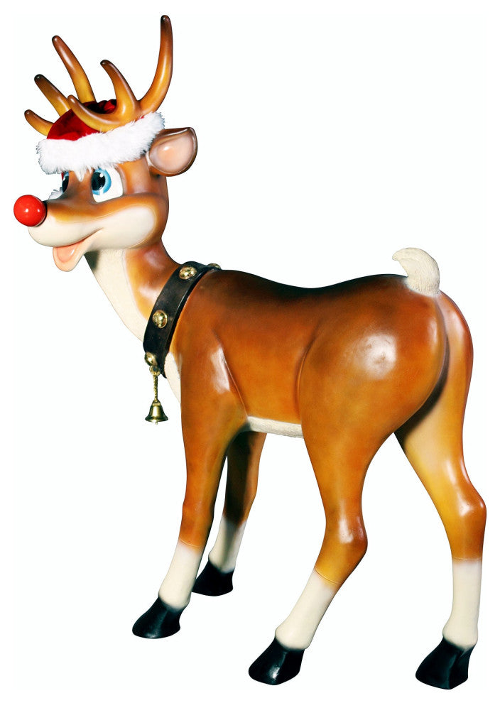 Santa's Christmas Red-Nosed Reindeer Statue