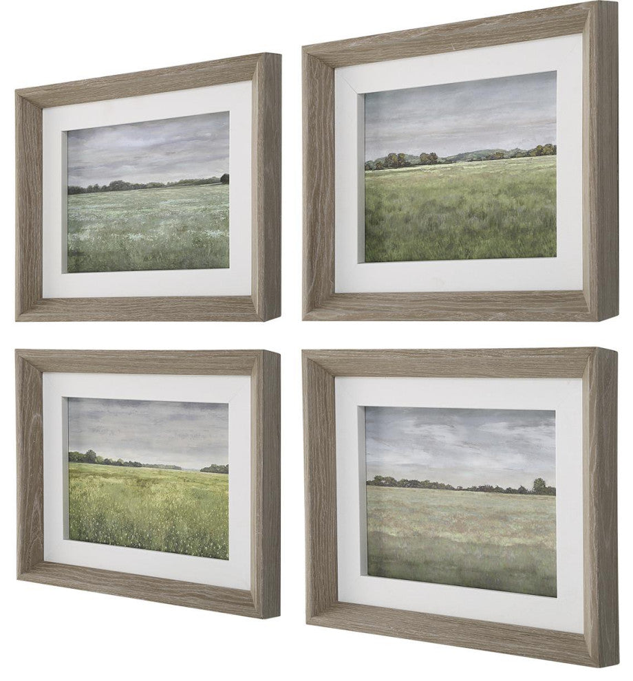 Quiet Meadows Art Print, Pine Wood with White Wash