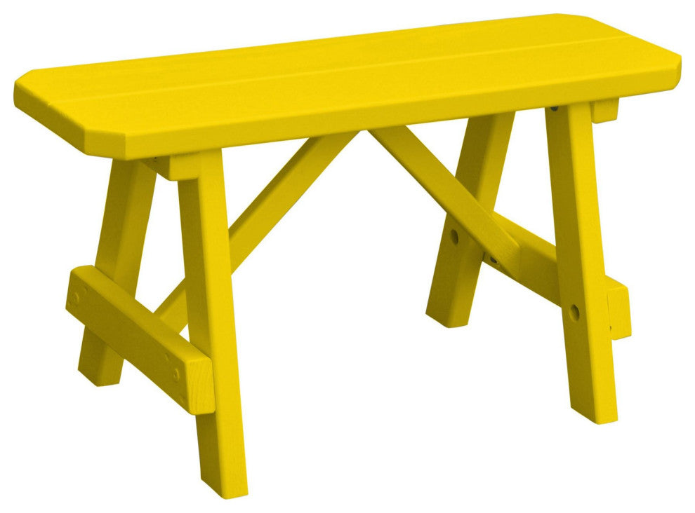 Pine Traditional Picnic Bench, Canary Yellow, 3 Foot