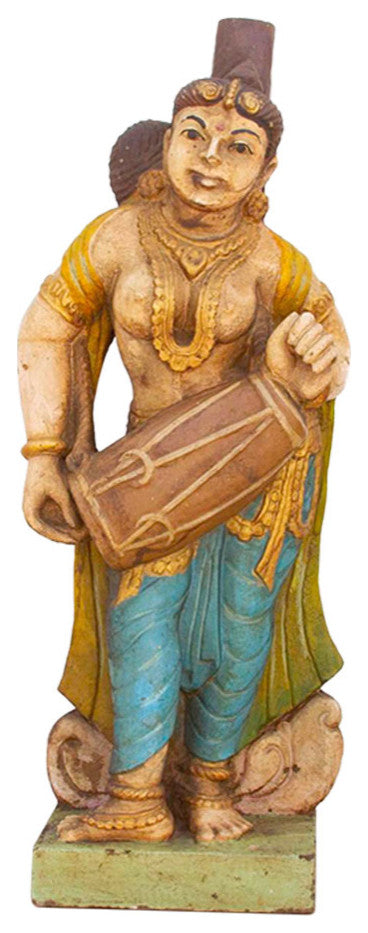 Antique Indian Stone Temple Musician Statue