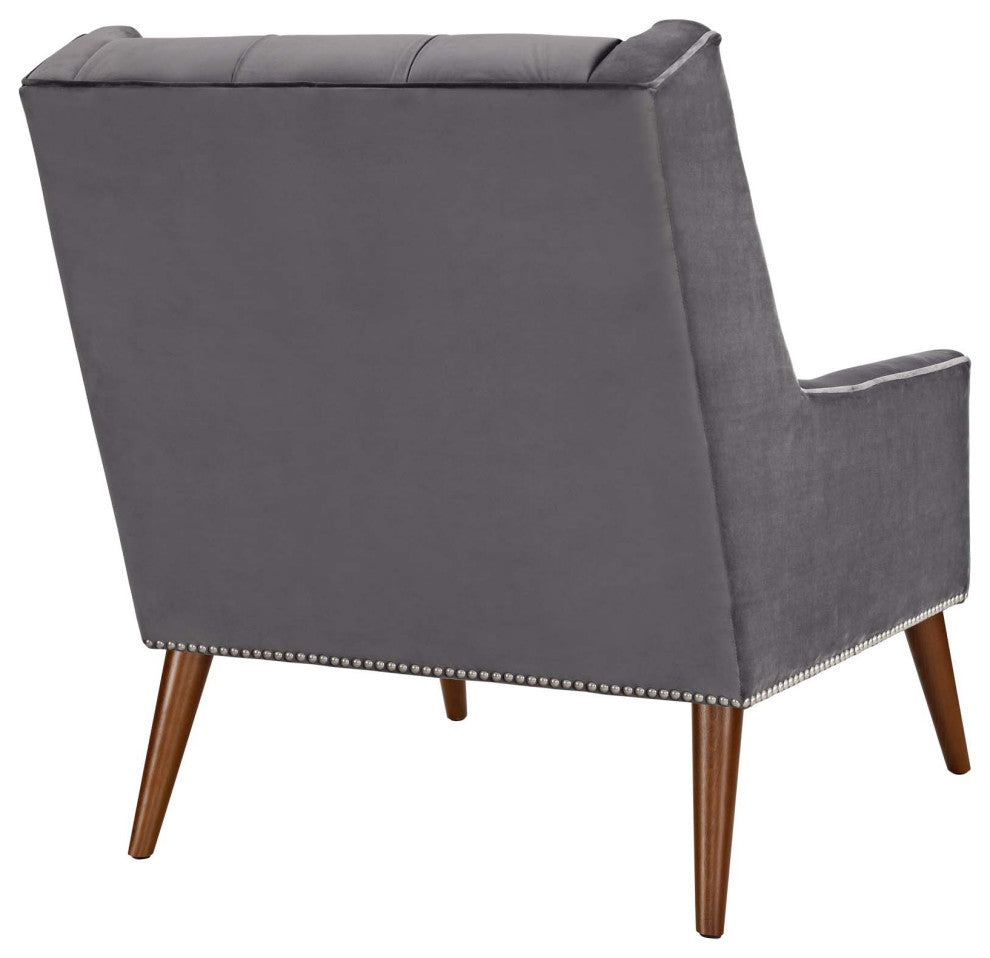 Gray Peruse Velvet Armchair