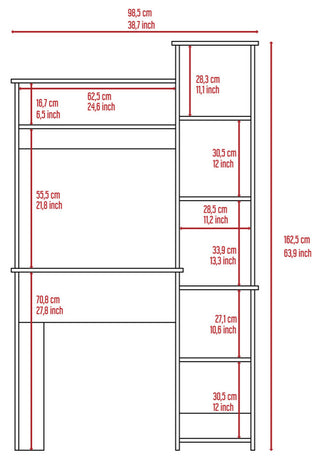 Nashville Writing Desk with 6 Open Shelves, Black