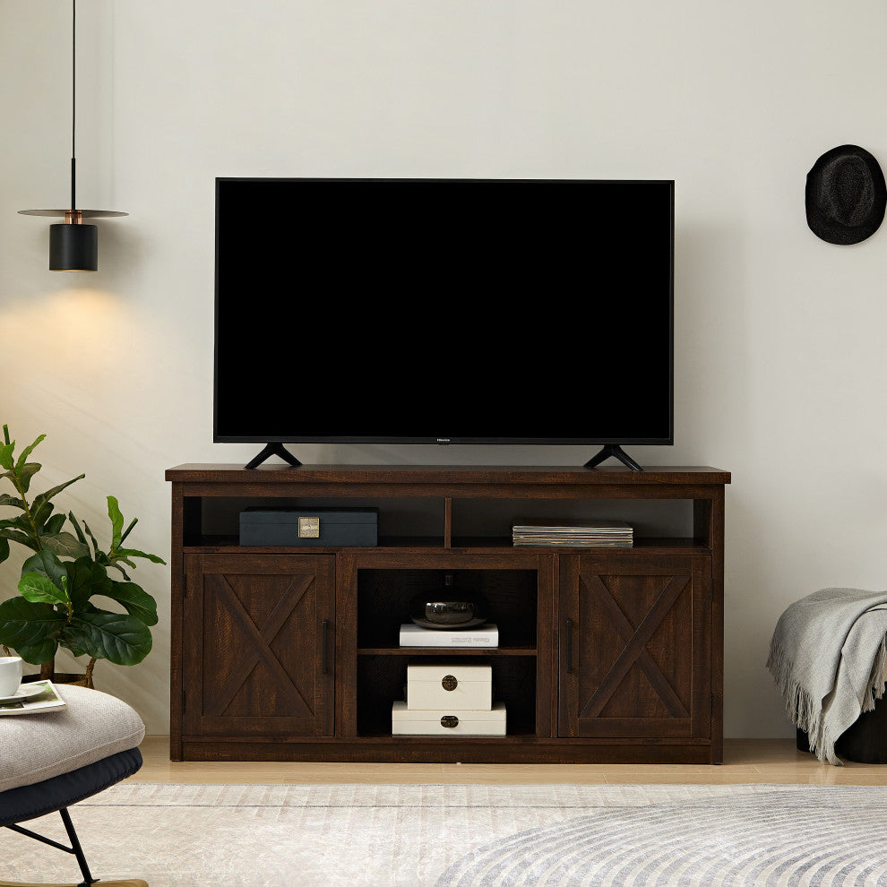 Gewnee Farmhouse TV Media Stand, Espresso
