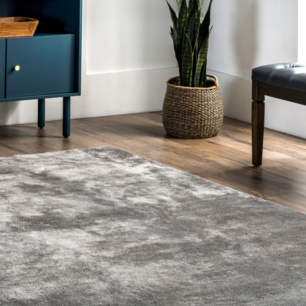 nuLOOM Loni Solid Machine Washable Shag Area Rug, Dark Grey, 2'x3'