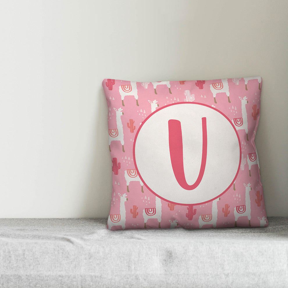 Monogram Lllama Pattern - U 16x16 Spun Poly Pillow