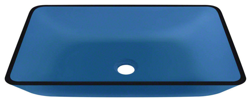 P046A Colored Glass Vessel Bathroom Sink, Aqua