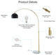 Inspired Home Katana Floor Lamp, Marble Stone Base, Black