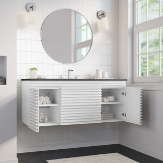 Render 48" Wall-Mount Bathroom Vanity, White Black