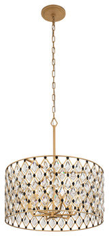 Windsor 6-Lt Crystal Pendant - French Gold/Matte Black