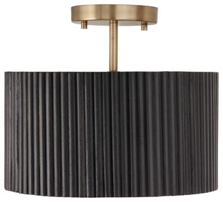 Donovan One Light Semi-Flush Mount, Black Stain and Matte Brass