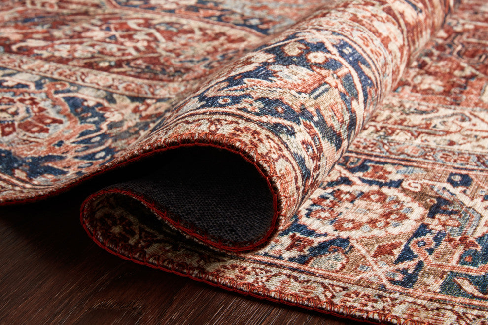 Red Navy Printed Polyester Layla Area Rug by Loloi II, 3'-6"x5'-6"