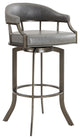 Benzara BM282703 Modern Vegan Faux Leather Bar Stool, Swivel, Metal Legs, Gray