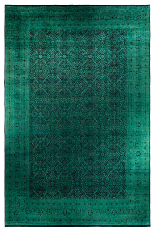 Overdyed, One-of-a-Kind Hand-Knotted Area Rug Green, 12'3"x18'0"