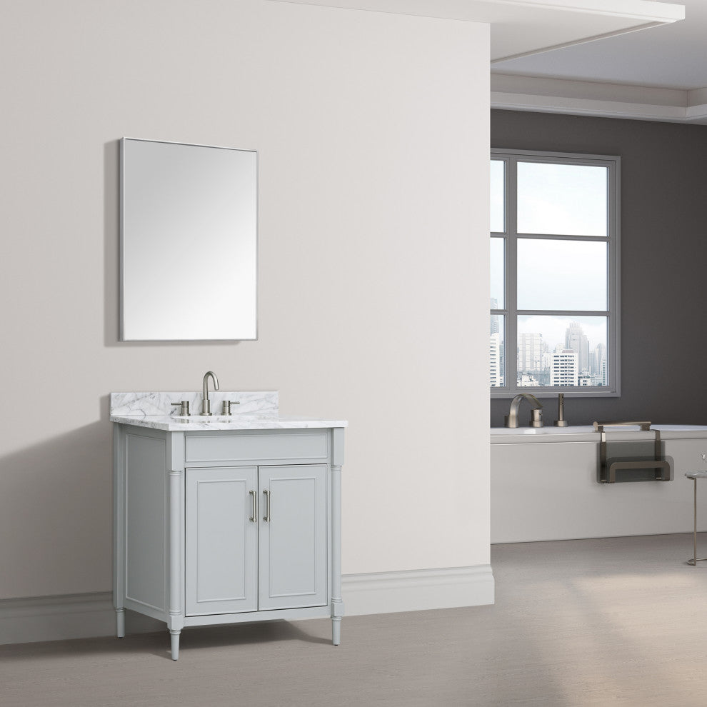 Avanity Bristol 30" Vanity Combo in Light Gray and Carrara White Marble Top